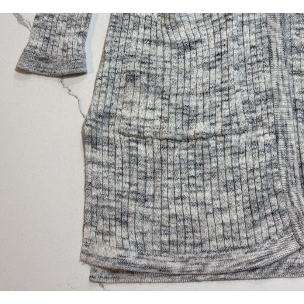Women’s Garage Grey Navy Heather Open-Front Long Gray Knit Cardigan Sweater L - Picture 7 of 16